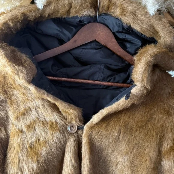 Roamans Black & Brown Reversible Faux Fur Full‑Length Trench Coat Plus Size Cozy - Picture 9 of 16